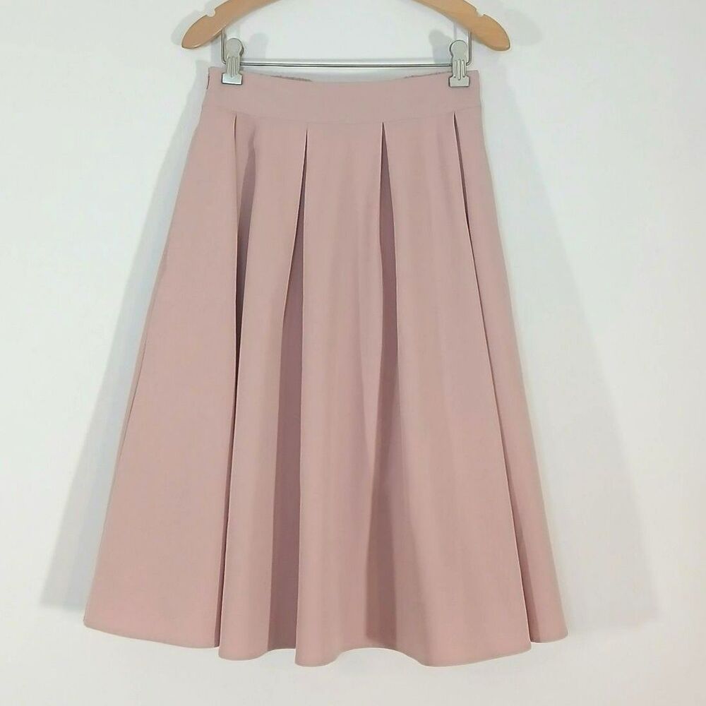 Urban Coco Pink Pleated Midi Skirt Lined Side Zip Small